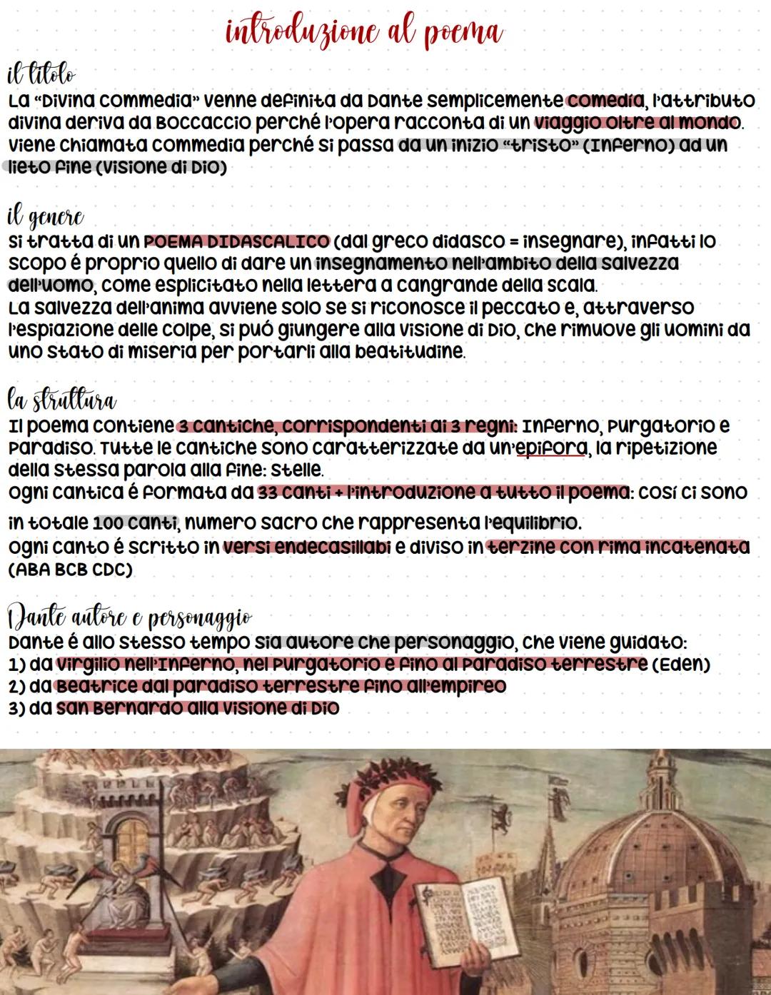 Divina Commedia , # introduzione al poema

il titolo

La "Divina commedia" venne definita da Dante semplicemente comedía, l'attributo
divina