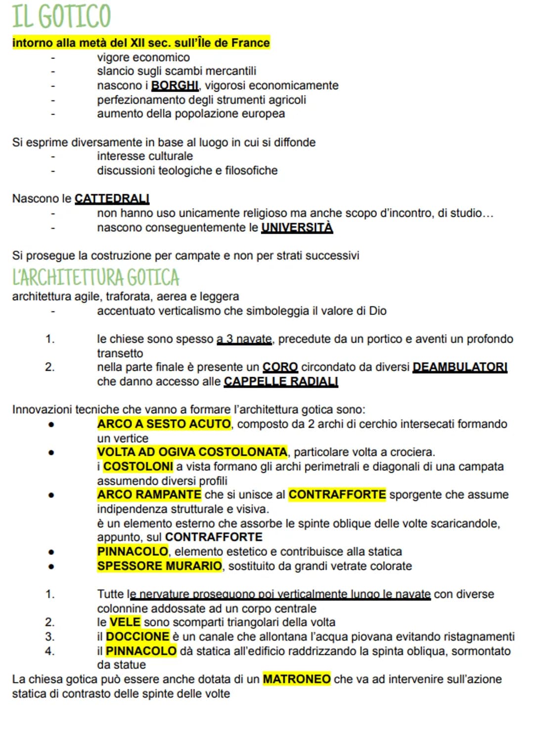 IL GOTICO
intorno alla metà del XII sec. sull'Île de France
vigore economico
slancio sugli scambi mercantili
nascono i BORGHI, vigorosi econ