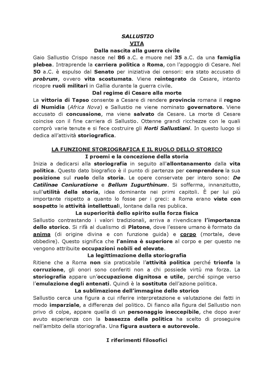 Sallustio, vita e opere