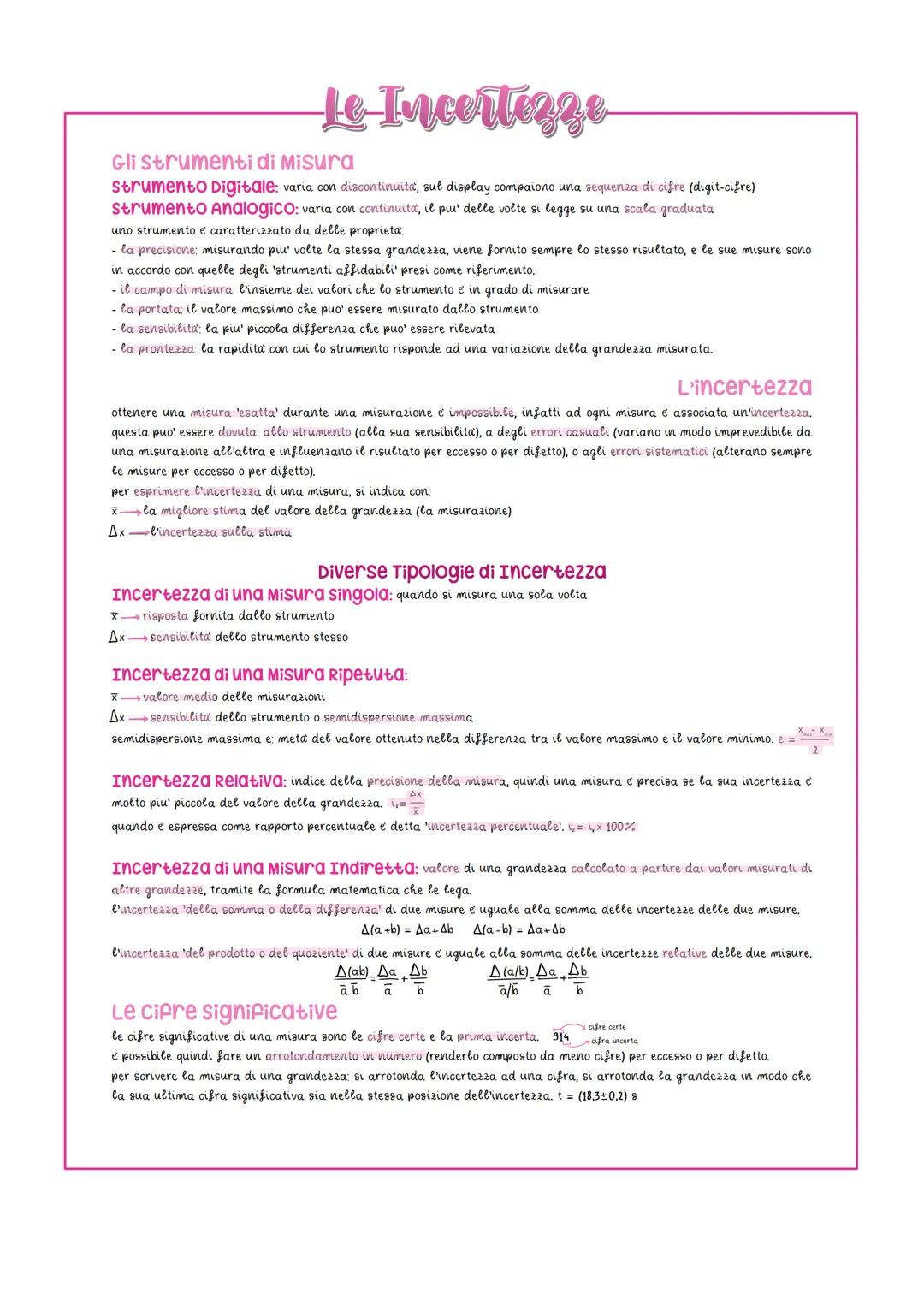 Le Incertezze
Gli Strumenti di Misura
strumento Digitale: varia con discontinuita, sul display compaiono una sequenza di cifre (digit-cifre)