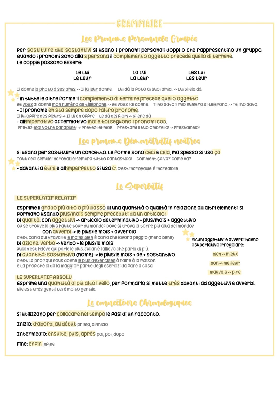 -GRAMMAIRE-
De ou Dea
De si sa al posto di des quando: - in un gruppo nominale plurale Paggettivo precede il nome
Elle achète DES pulls noir