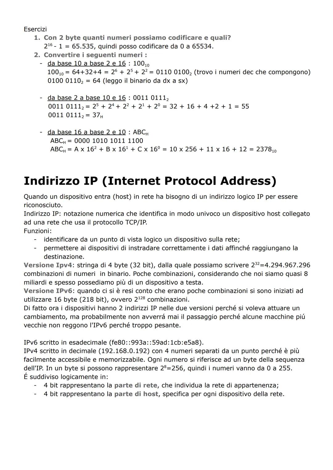 CONVERSIONE DECIMALE -> BINARIO
Metodo 1 :
145
HTMLS THO
268
72
36
18
9
4
2
1
0
+3
+9
Metodo 2:
2°=1
2¹=16
2² =4
2° = 64
;
10
28 =256; 2=512