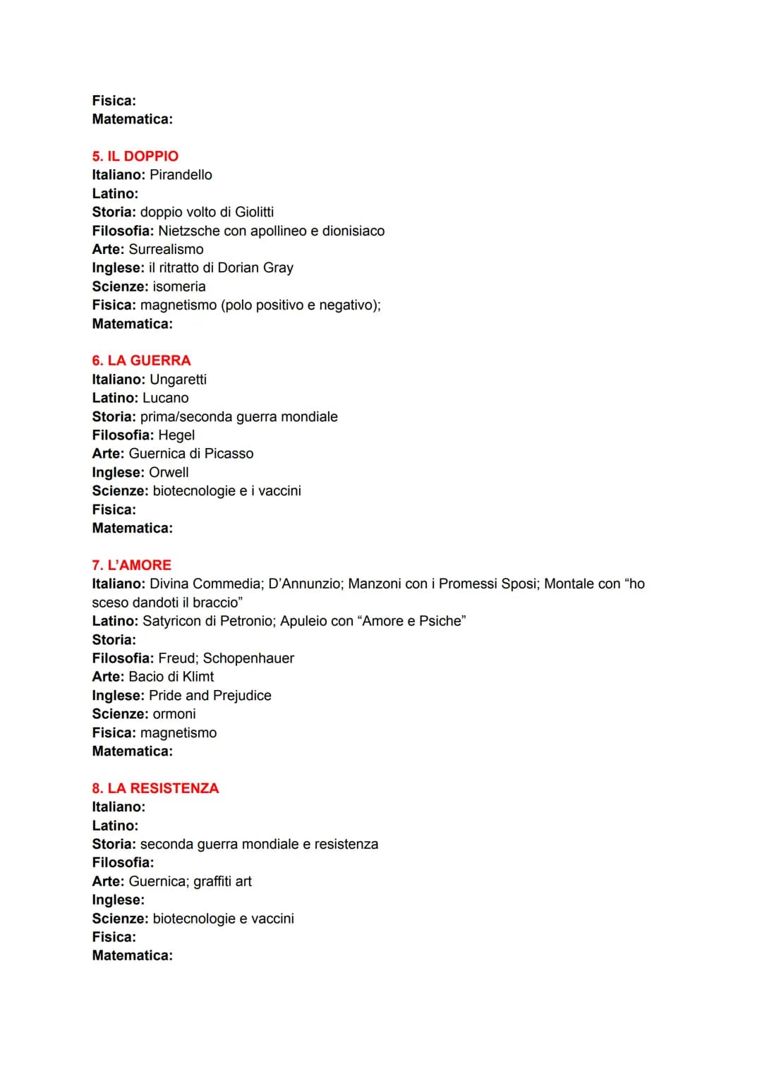 COLLEGAMENTI MATURITA'
1. RAPPORTO UOMO-NATURA
Italiano: Leopardi; D'Annunzio (la pioggia nel pineto e il panismo); Pascoli; Carducci
Latino