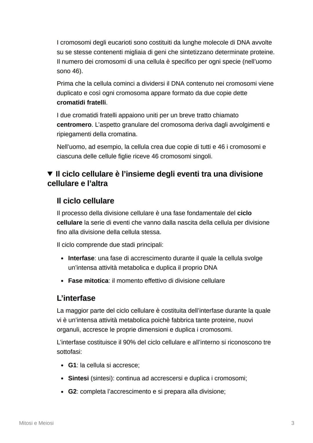 Mitosi e Meiosi
▾ La divisione cellulare e la riproduzione
▾ La riproduzione di tutti gli esseri viventi dipende dalla
divisione cellulare
M