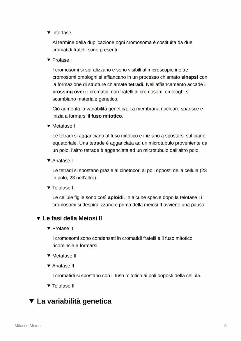 Mitosi e Meiosi
▾ La divisione cellulare e la riproduzione
▾ La riproduzione di tutti gli esseri viventi dipende dalla
divisione cellulare
M