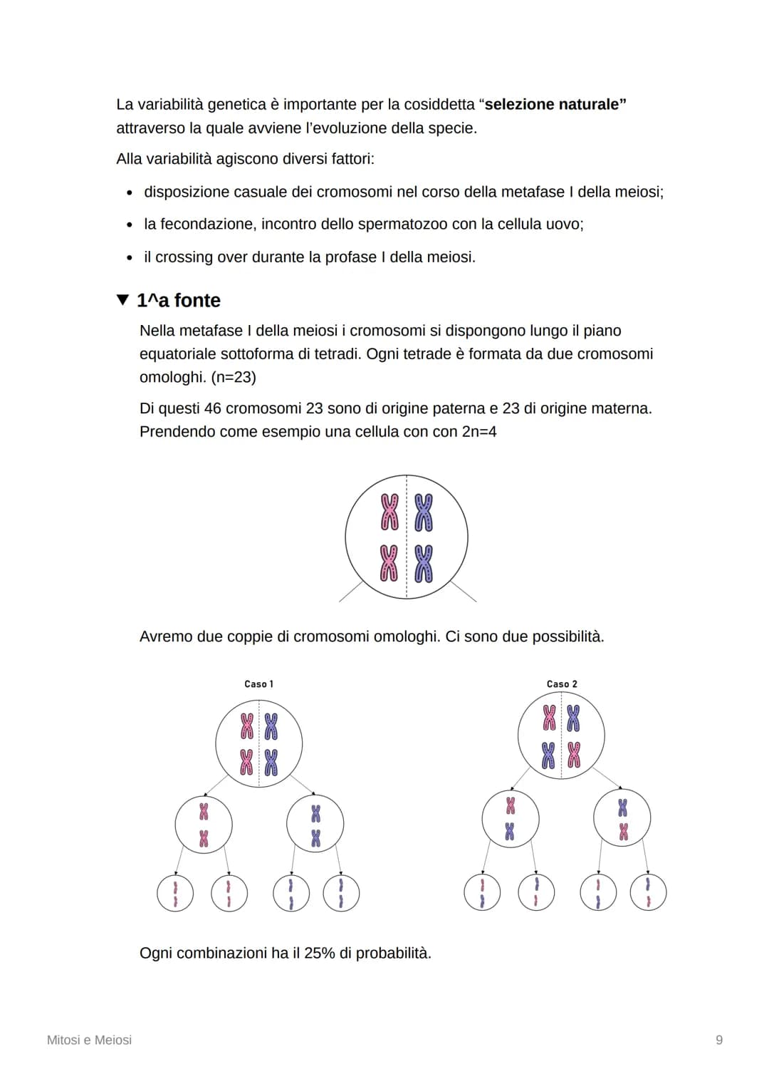 Mitosi e Meiosi
▾ La divisione cellulare e la riproduzione
▾ La riproduzione di tutti gli esseri viventi dipende dalla
divisione cellulare
M