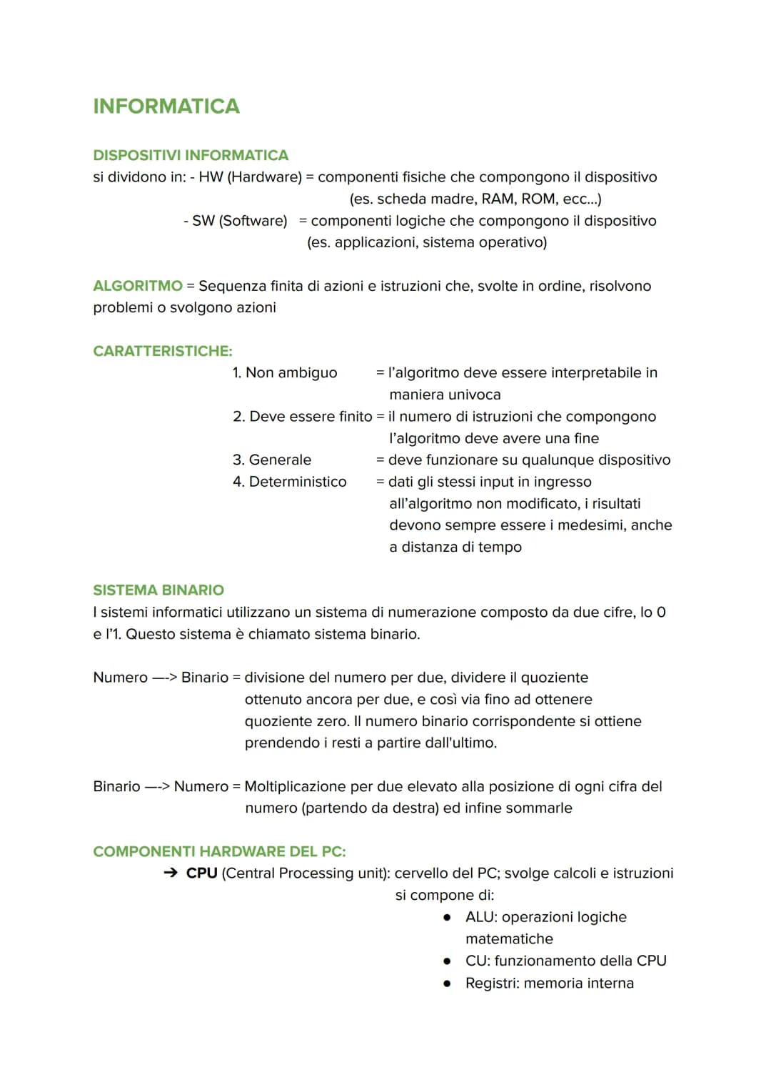 INFORMATICA
DISPOSITIVI INFORMATICA
si dividono in: - HW (Hardware) = componenti fisiche che compongono il dispositivo
(es. scheda madre, RA