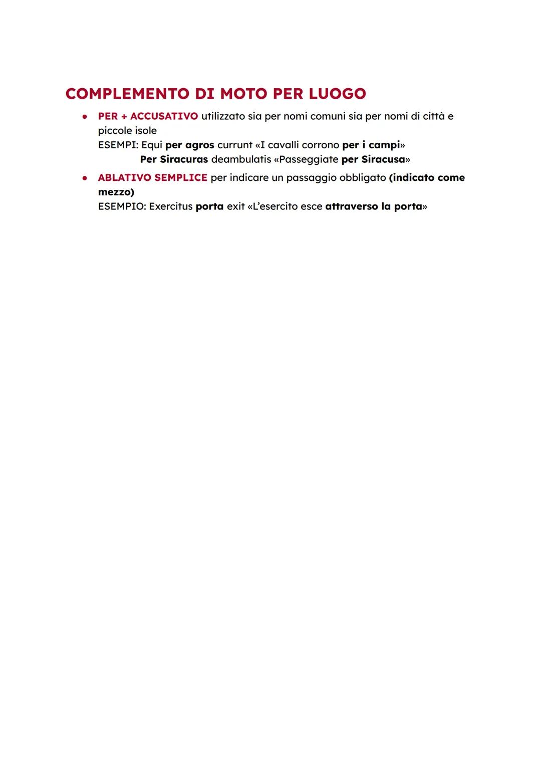 LATINO
COMPLEMENTO DI
STATO IN LUOGO
Il complemento di stato in luogo, in latino, è espresso in tre modi:
-IN + ABLATIVO, generalmente
ESEMP