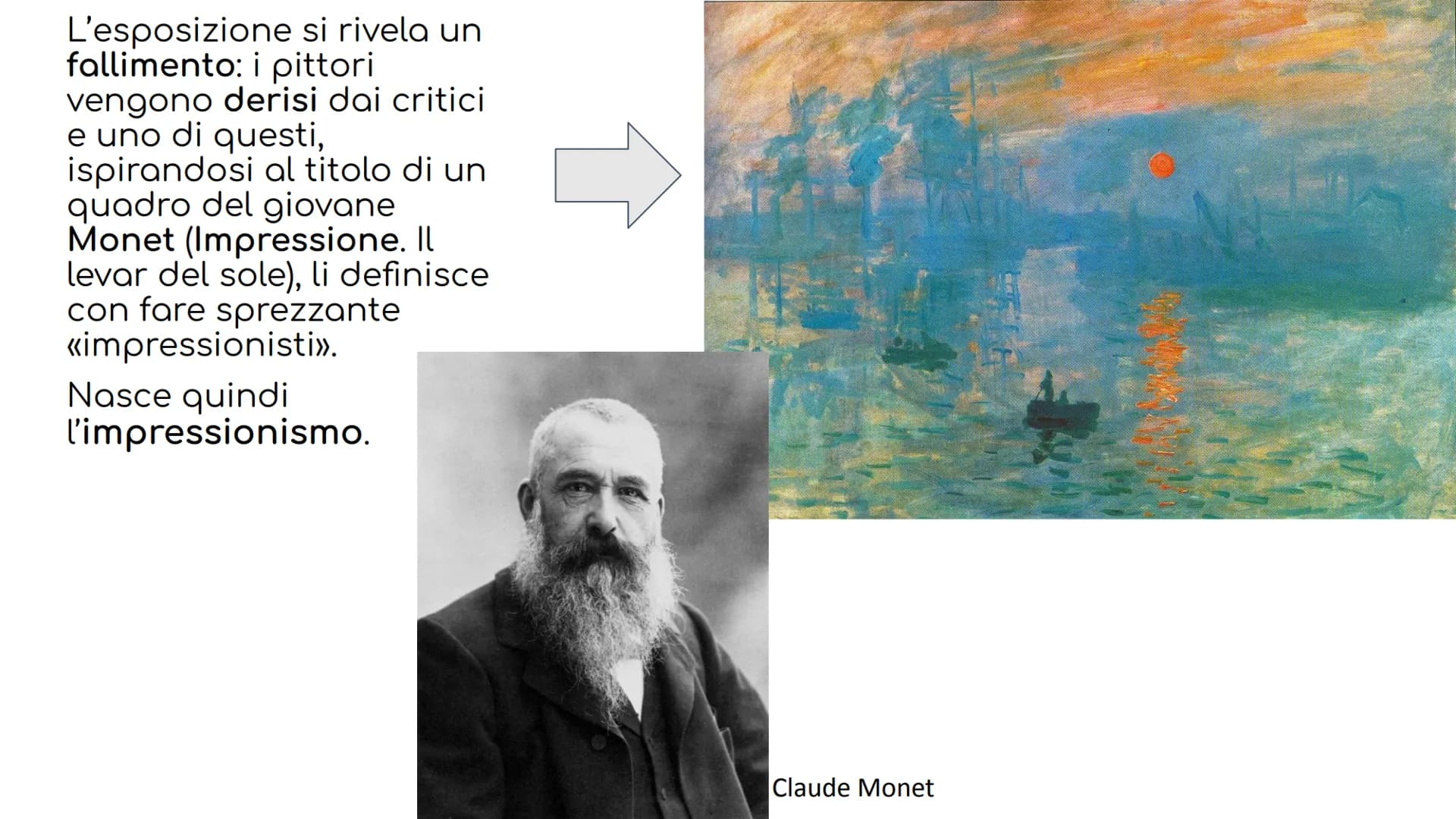 IMPRESSIONISMO
Mene 1925. E' l'aprile 1874 a Parigi.
Il Salon (esposizione ufficiale statale biennale)
respinge le opere di un gruppo di gio