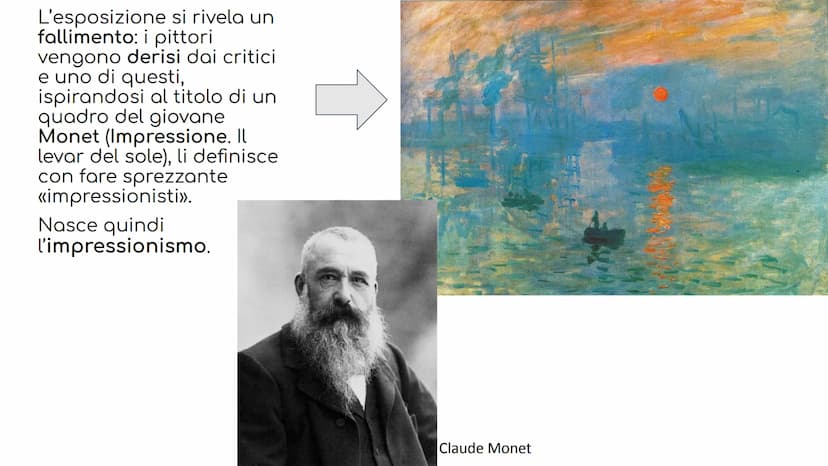 IMPRESSIONISMO
Mene 1925. E' l'aprile 1874 a Parigi.
Il Salon (esposizione ufficiale statale biennale)
respinge le opere di un gruppo di gio