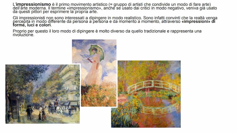 IMPRESSIONISMO
Mene 1925. E' l'aprile 1874 a Parigi.
Il Salon (esposizione ufficiale statale biennale)
respinge le opere di un gruppo di gio