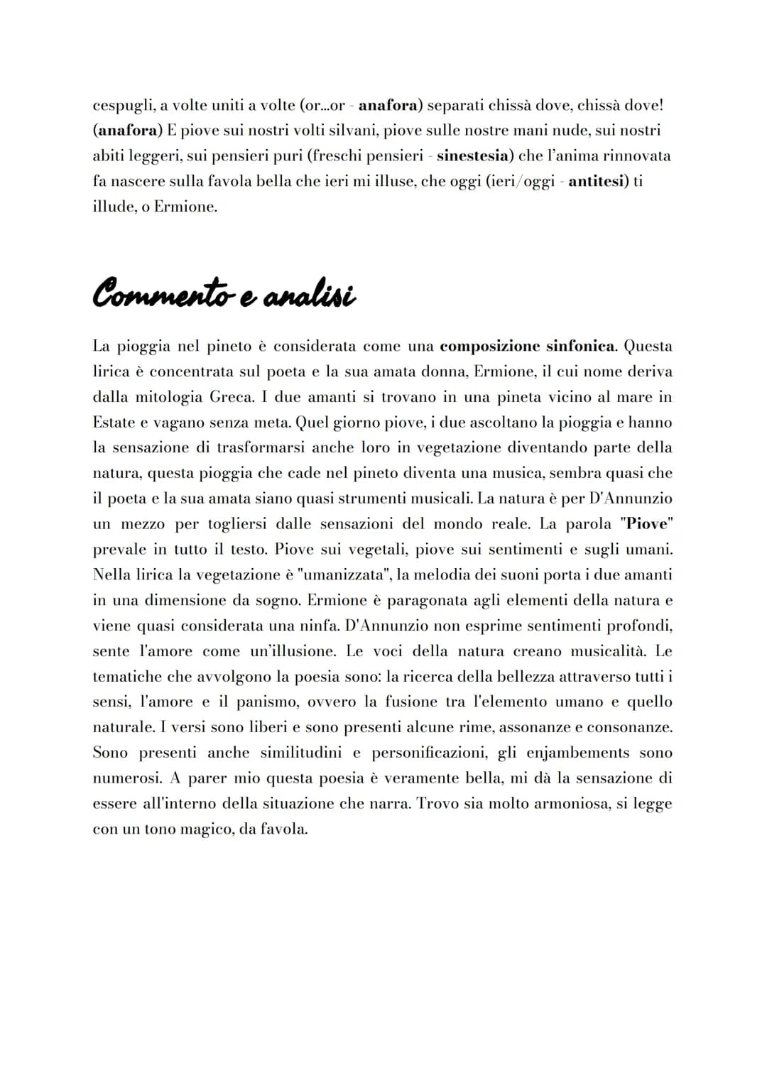 La Pioggia nel Pineto
Questa lirica è stata pubblicata nel 1903, appartiene alla sezione centrale di
Alcyone, dedicata all'estate. Il poeta,