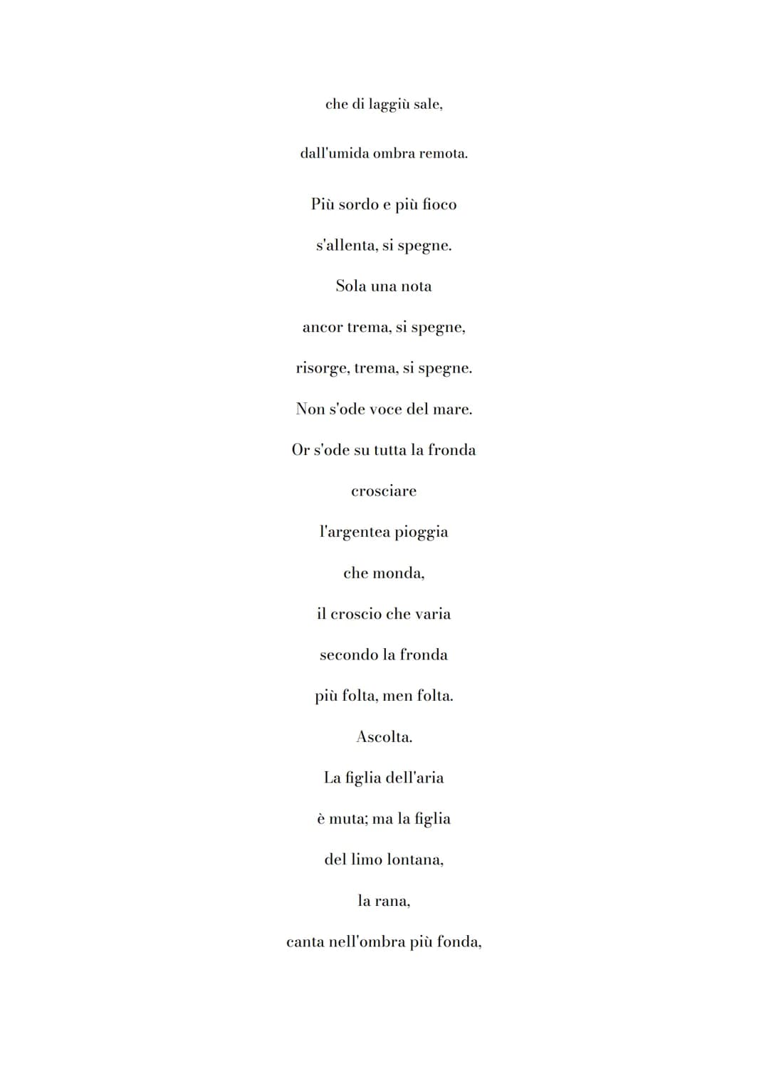 La Pioggia nel Pineto
Questa lirica è stata pubblicata nel 1903, appartiene alla sezione centrale di
Alcyone, dedicata all'estate. Il poeta,