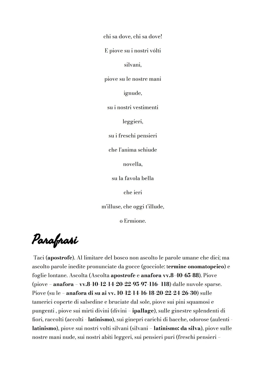 La Pioggia nel Pineto
Questa lirica è stata pubblicata nel 1903, appartiene alla sezione centrale di
Alcyone, dedicata all'estate. Il poeta,
