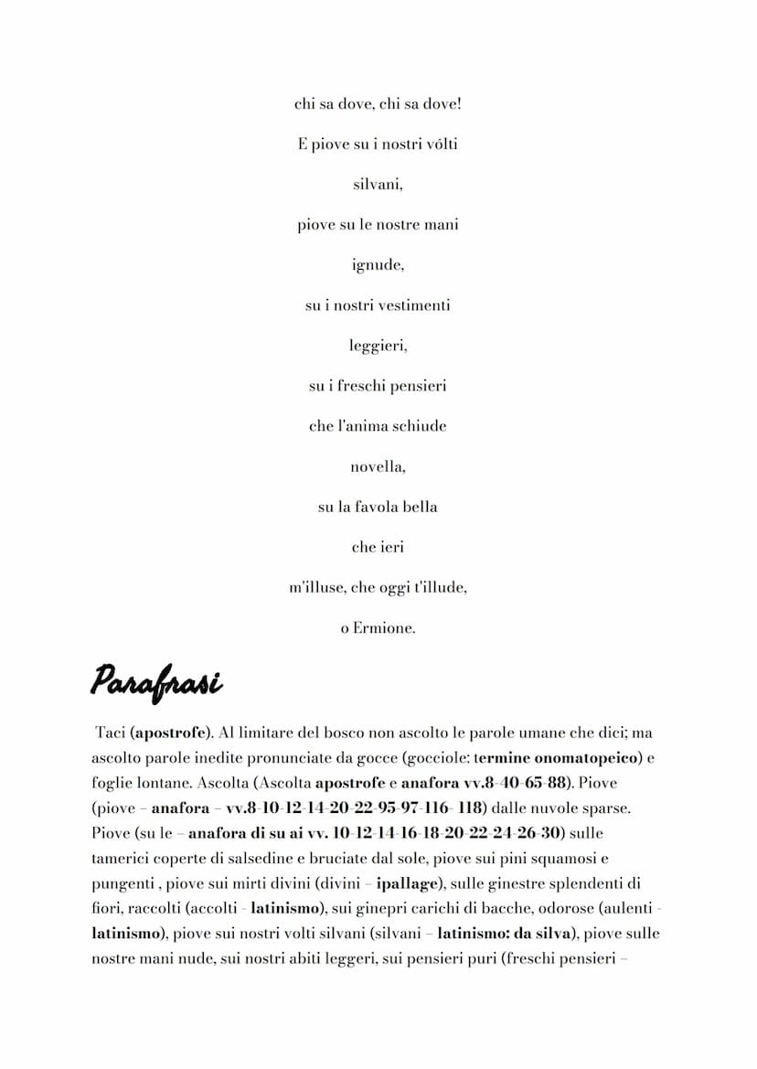 La Pioggia nel Pineto
Questa lirica è stata pubblicata nel 1903, appartiene alla sezione centrale di
Alcyone, dedicata all'estate. Il poeta,