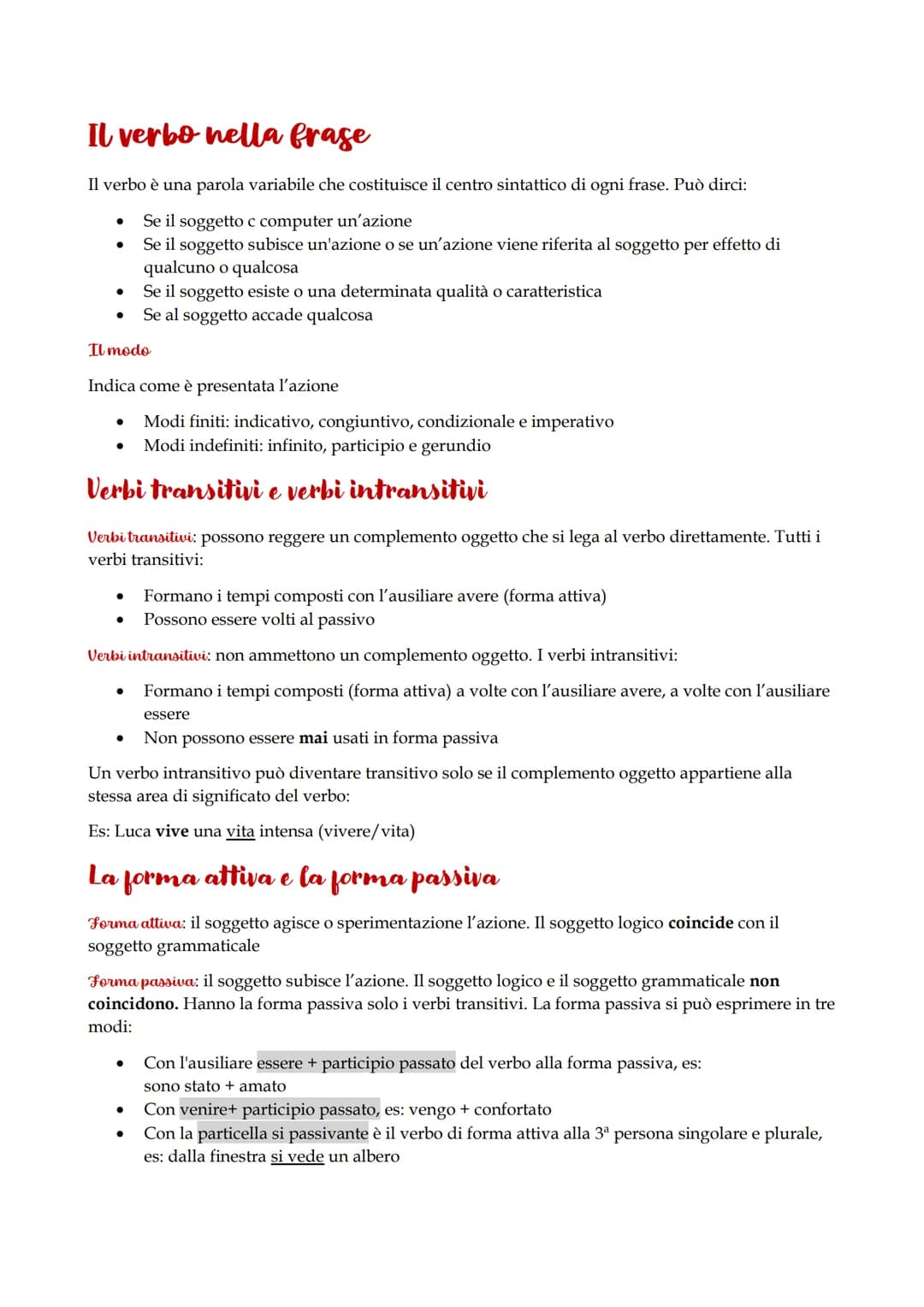Il verbo nella frase
Il verbo è una parola variabile che costituisce il centro sintattico di ogni frase. Può dirci:
Se il soggetto c compute