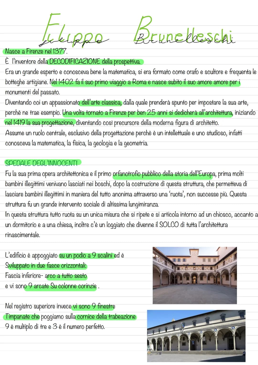 Flippe Brunckleschi
Nasce a Firenze nel 1377.
È l'inventore della DECODIFICAZIONE della prospettiva.
Era un grande esperto e conosceva bene 