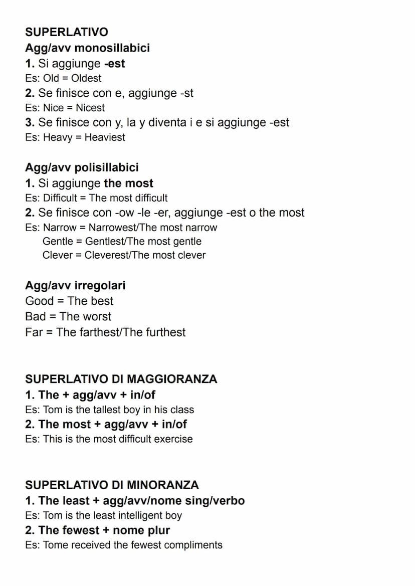 COMPARATIVI
Agg/avv monosillabici
1. Si aggiunge -er
Es: Old = Older
2. Se finisce con e, aggiunge -r
Es: Nice Nicer
3. Se finisce con vocal