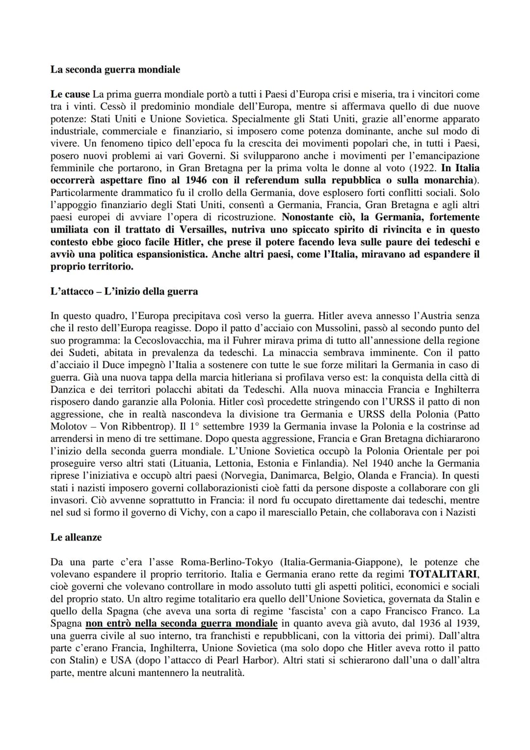 La seconda guerra mondiale
Le cause La prima guerra mondiale portò a tutti i Paesi d'Europa crisi e miseria, tra i vincitori come
tra i vint