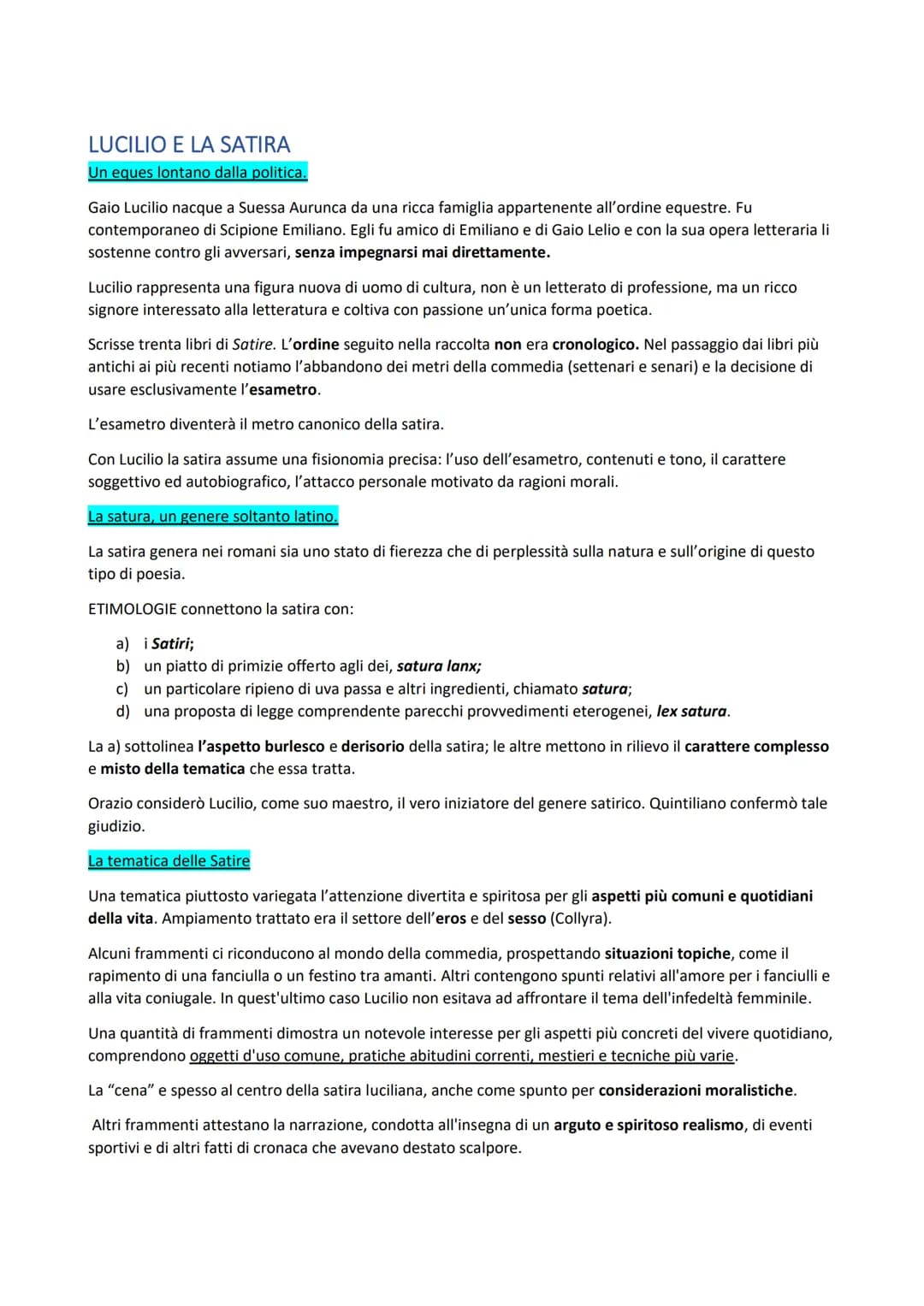 LUCILIO E LA SATIRA
Un eques lontano dalla politica.
Gaio Lucilio nacque a Suessa Aurunca da una ricca famiglia appartenente all'ordine eque