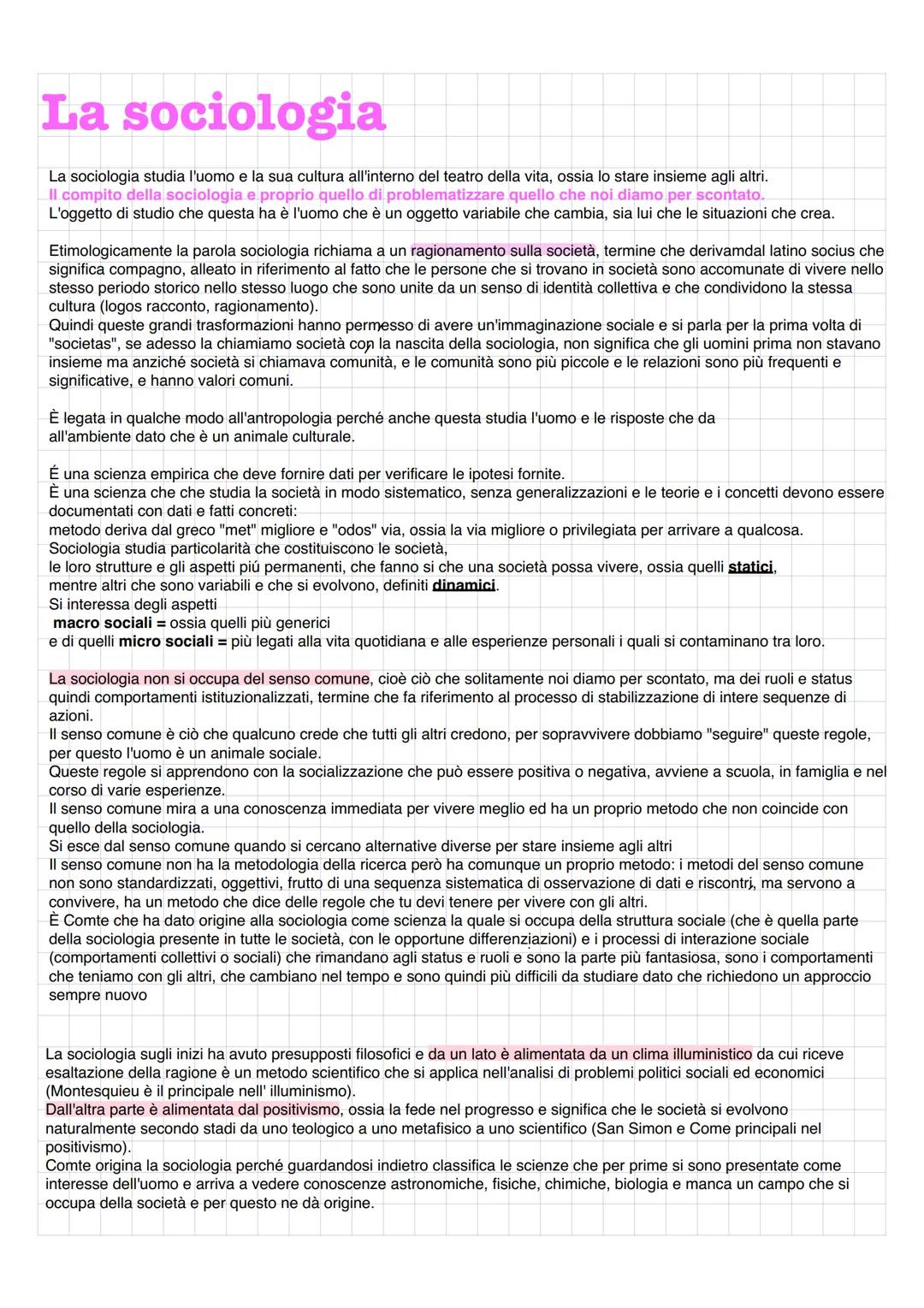 La sociologia
La sociologia studia l'uomo e la sua cultura all'interno del teatro della vita, ossia lo stare insieme agli altri.
Il compito 