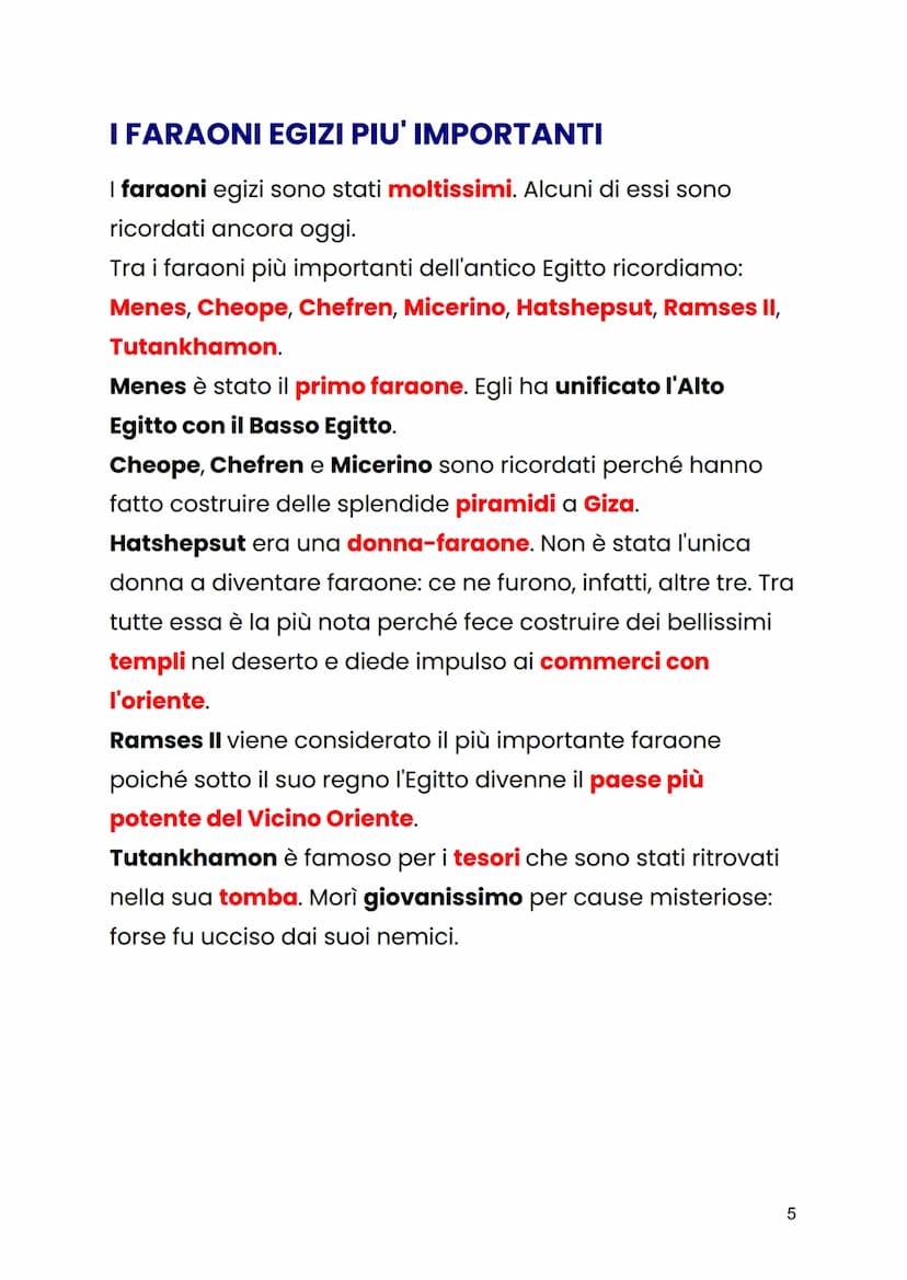 GLI EGIZI
Molto probabilmente le popolazioni dalle quale è nata la
civiltà egiziana provenivano dalle zone interne dell'Africa.
Queste zone 