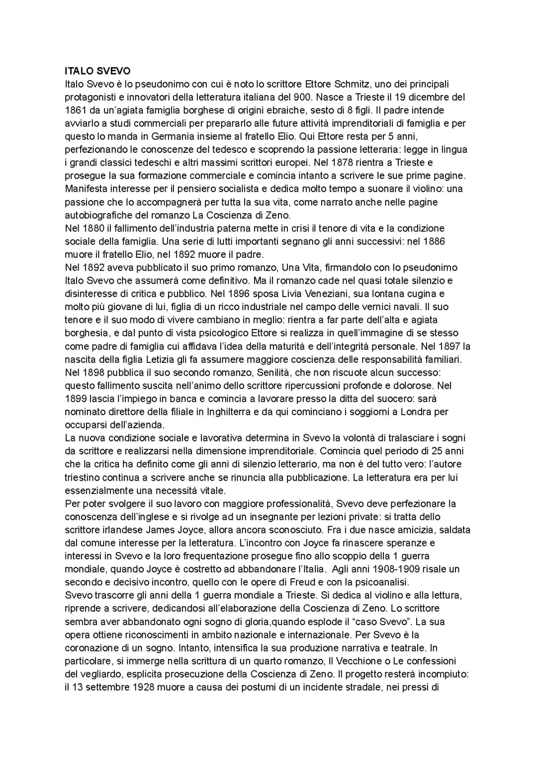Italo Svevo: Vita, Opere e Pensiero per Bambini
