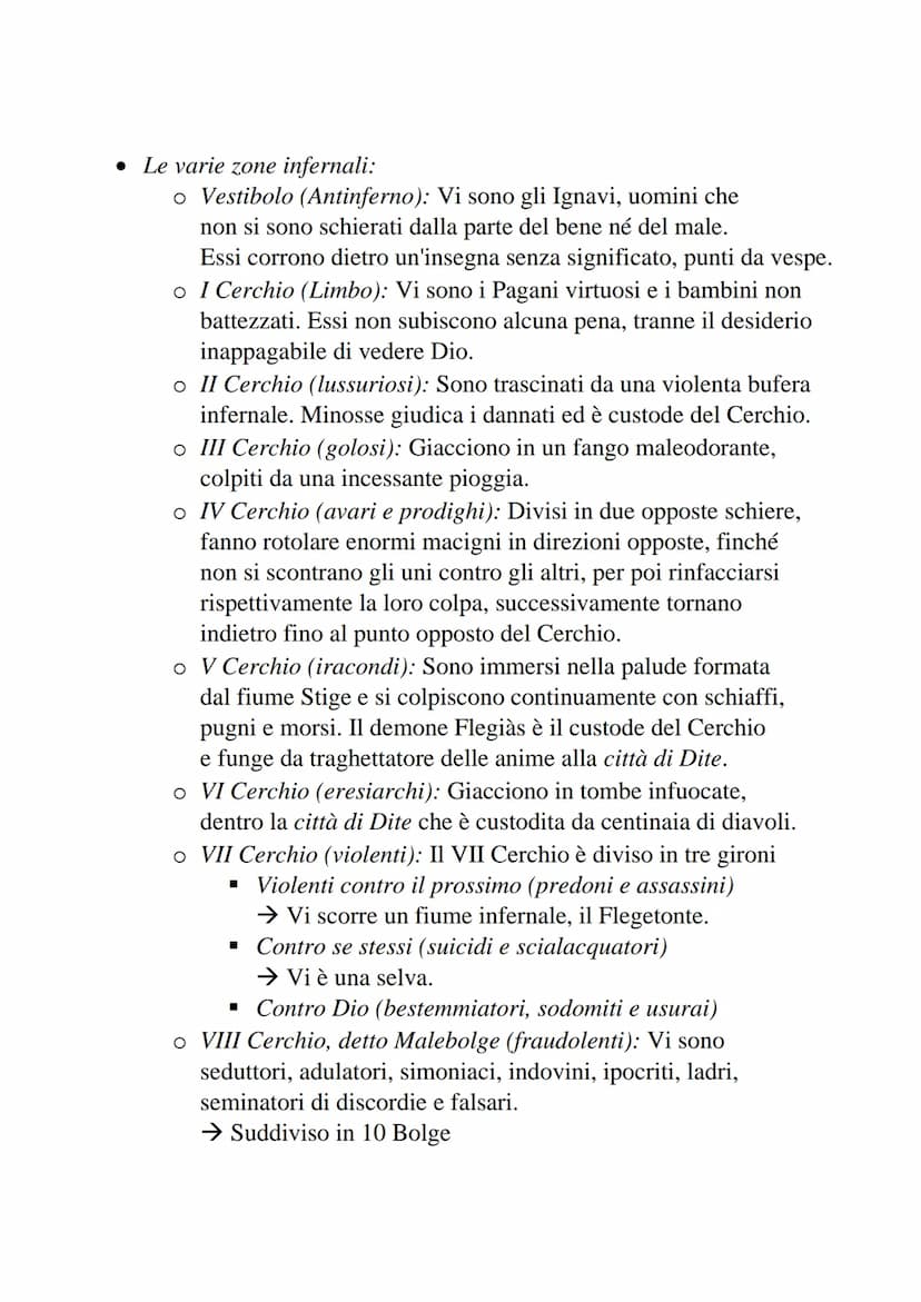 Dante La Divina Commedia - L'Inferno
• L'Inferno è il primo dei tre regni dell'Oltretomba cristiano
visitato da Dante nel corso del viaggio,