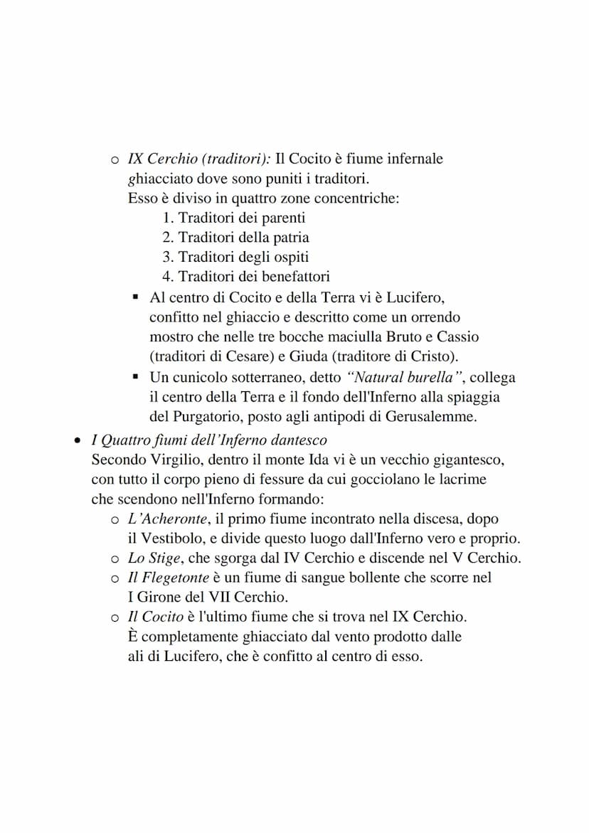 Dante La Divina Commedia - L'Inferno
• L'Inferno è il primo dei tre regni dell'Oltretomba cristiano
visitato da Dante nel corso del viaggio,