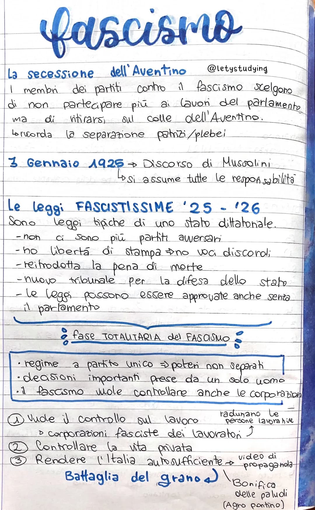 FASCISMO
@letystudying
Con
Mussolini e il ventennid fascista
1 Con
la Pace di Versaille, l'Italia viene derubata
dalla Pace" non vengono dat