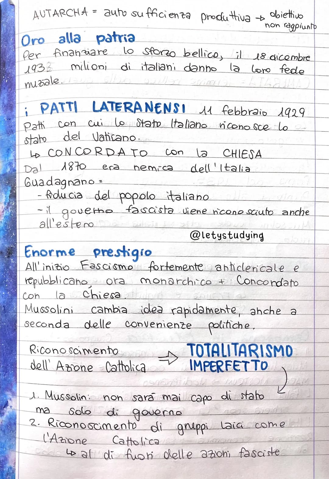 FASCISMO
@letystudying
Con
Mussolini e il ventennid fascista
1 Con
la Pace di Versaille, l'Italia viene derubata
dalla Pace" non vengono dat