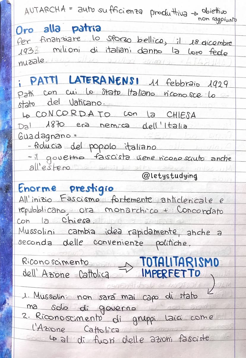 FASCISMO
@letystudying
Con
Mussolini e il ventennid fascista
1 Con
la Pace di Versaille, l'Italia viene derubata
dalla Pace" non vengono dat