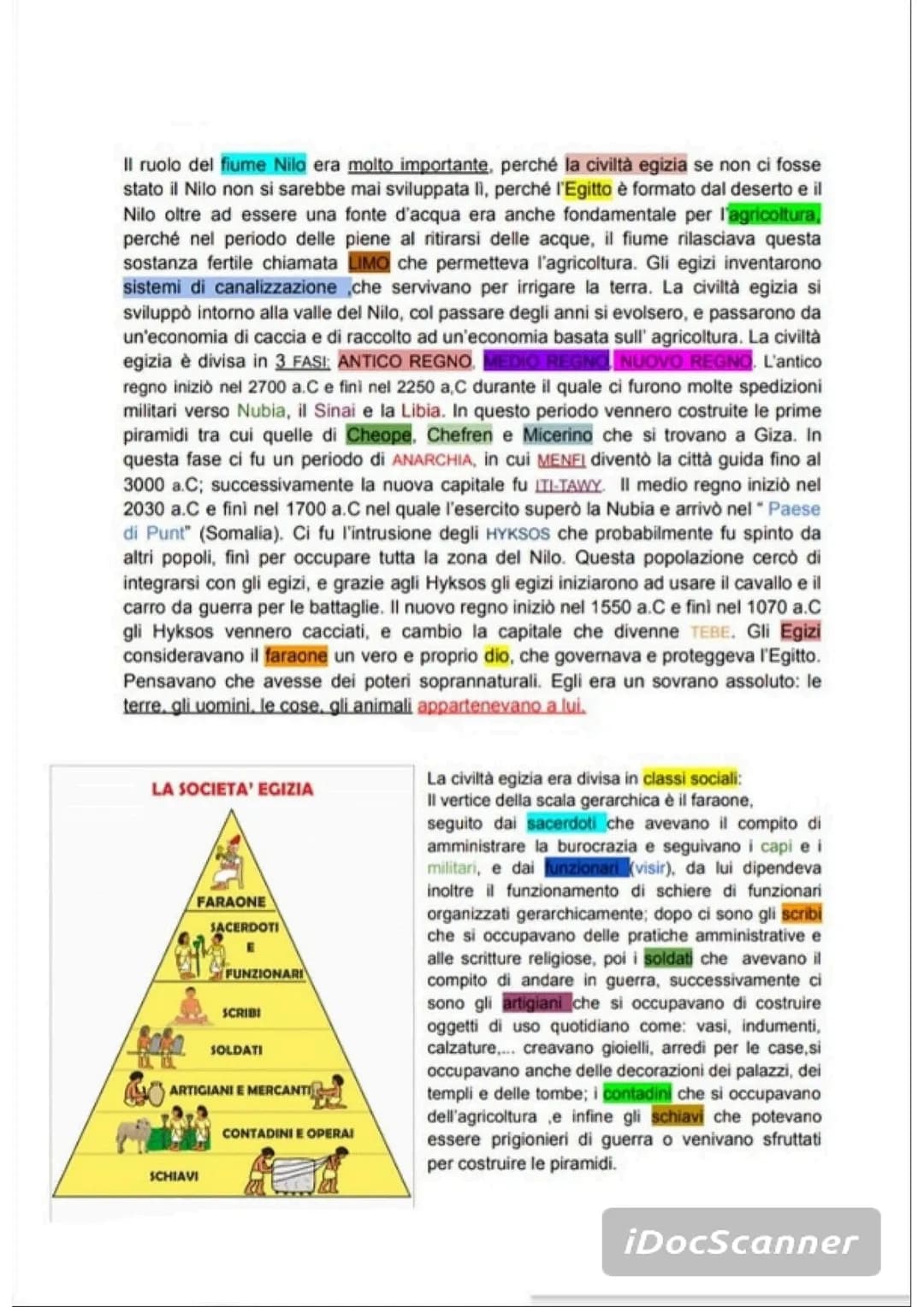 Il ruolo del fiume Nilo era molto importante, perché la civiltà egizia se non ci fosse
stato il Nilo non si sarebbe mai sviluppata li, perch