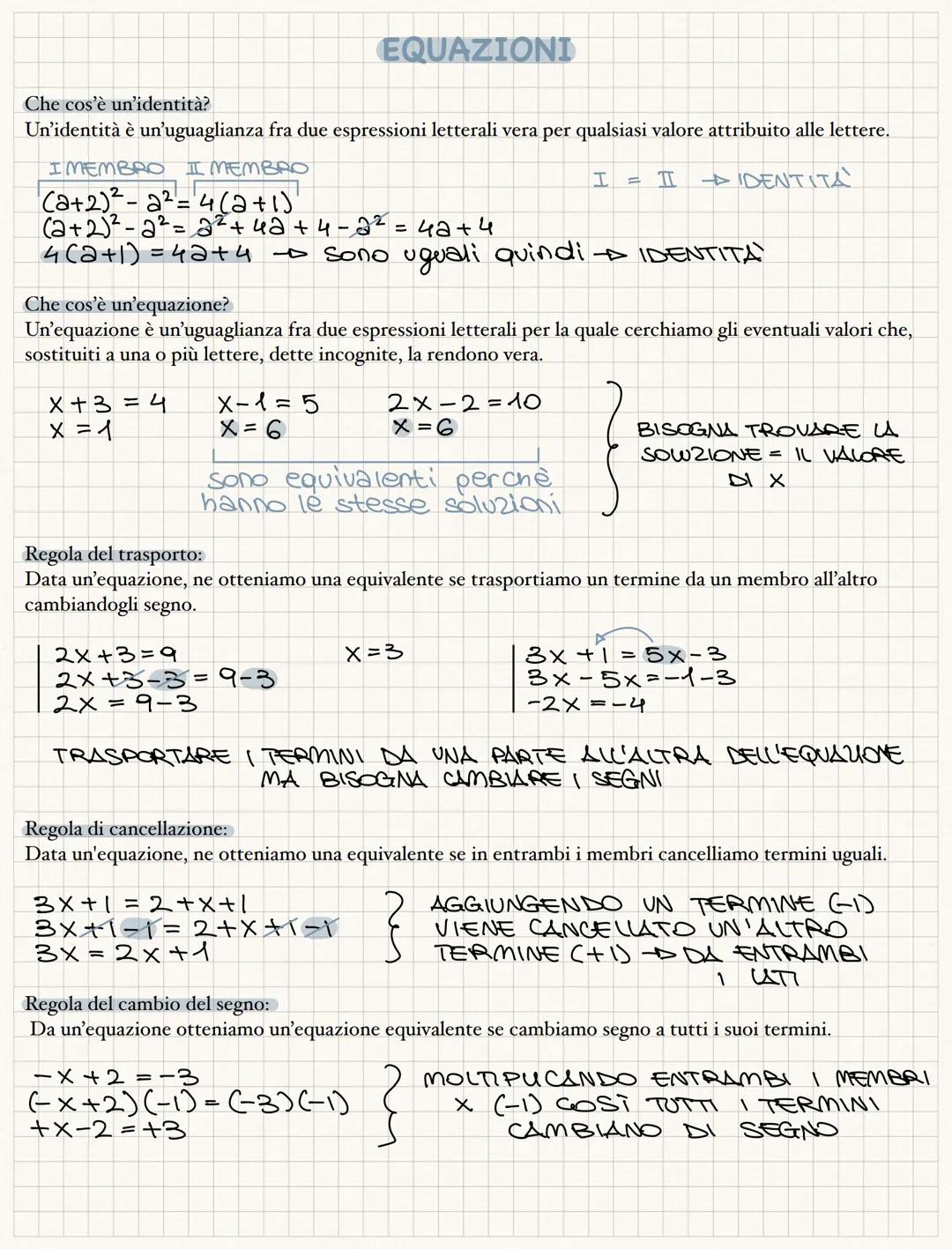 Che cos'è un'identità?
Un'identità è un'uguaglianza fra due espressioni letterali vera per qualsiasi valore attribuito alle lettere.
IDENTIT