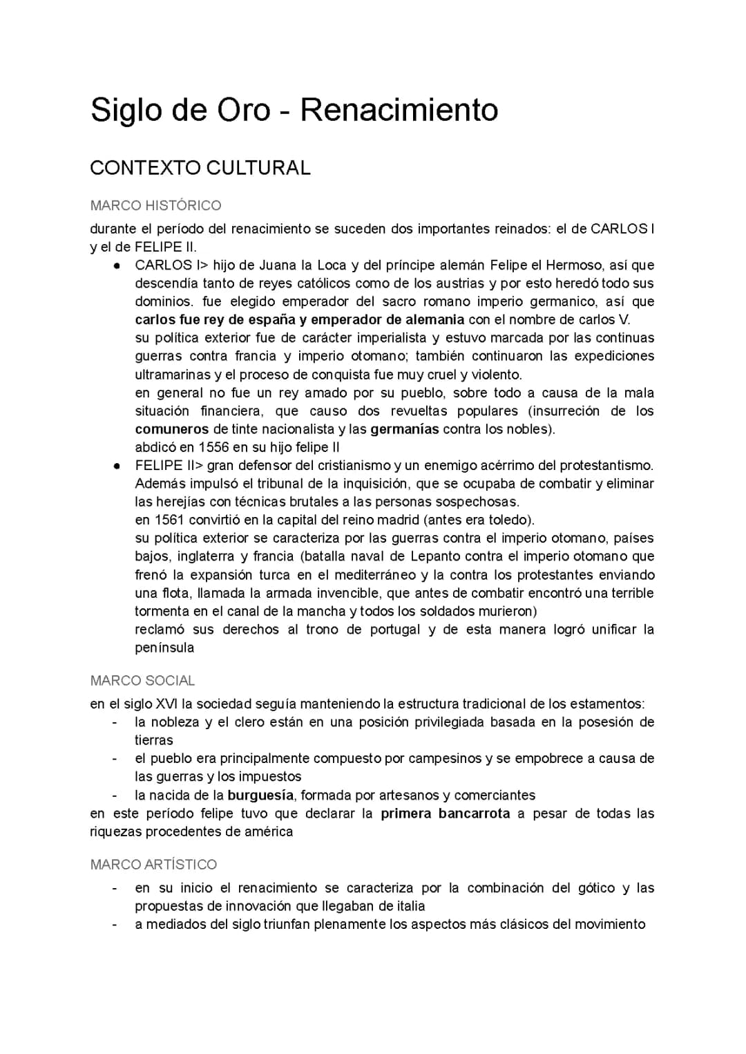 El Siglo de Oro: Resumen y Obras del Renacimiento y Barroco en España
