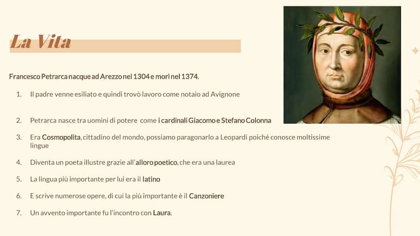 Francesco
Petrarca Vita
Opere
Indice
01
02
03 Petrarca e l'Accidia
04 Petrarca tra mondo
classico e Dolce Stil Novo
Novo 01.
Vita La Vita
Fr