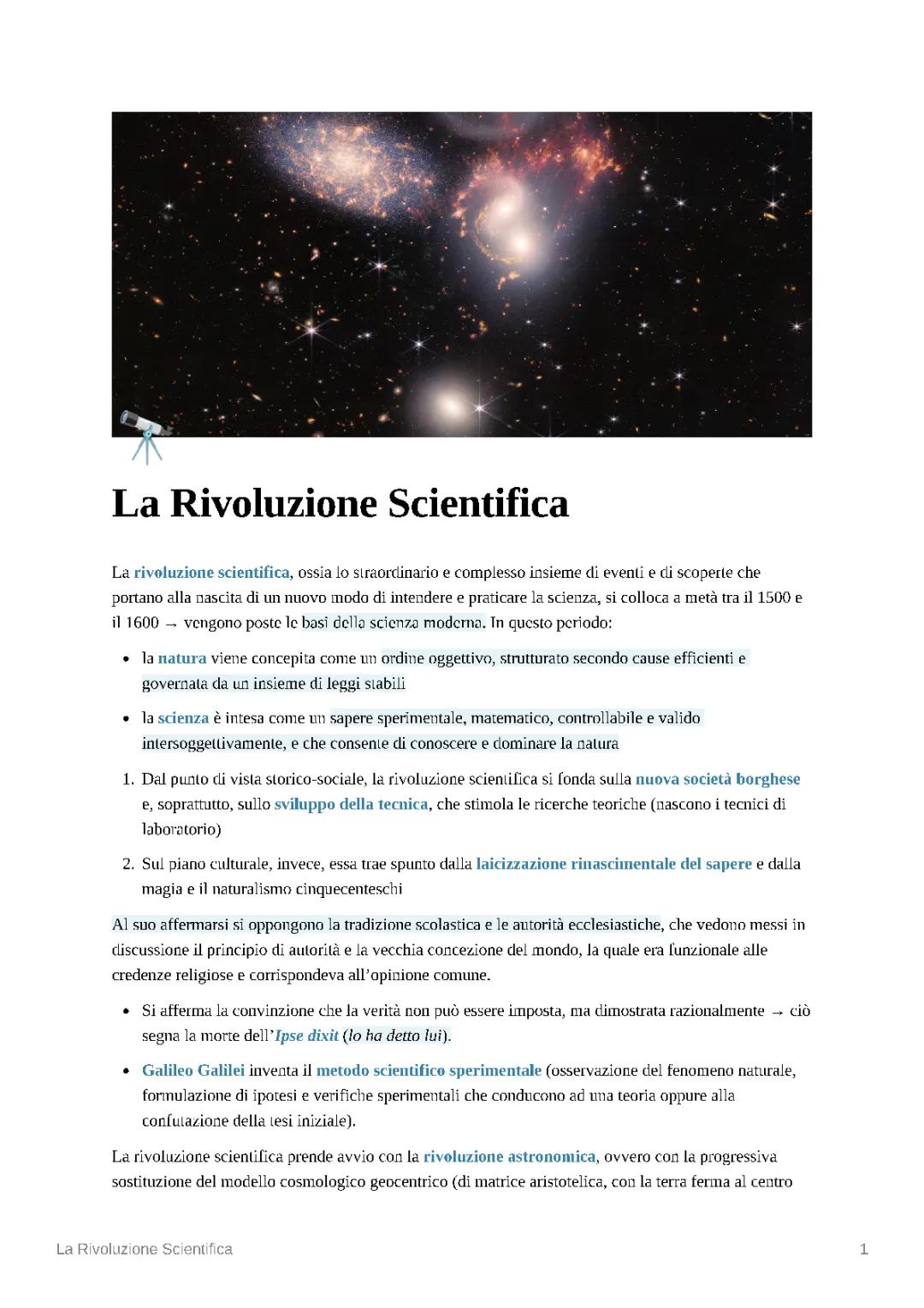 La Rivoluzione Scientifica nel Contesto Storico