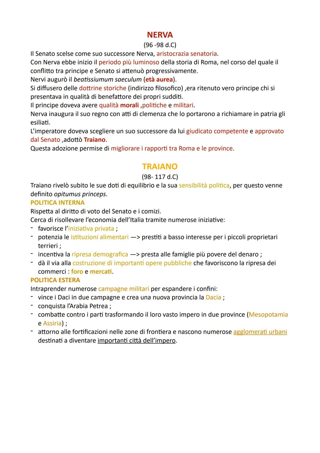 # NERVA
(96 -98 d.C)

Il Senato scelse come suo successore Nerva, aristocrazia senatoria.
Con Nerva ebbe inizio il periodo più luminoso dell