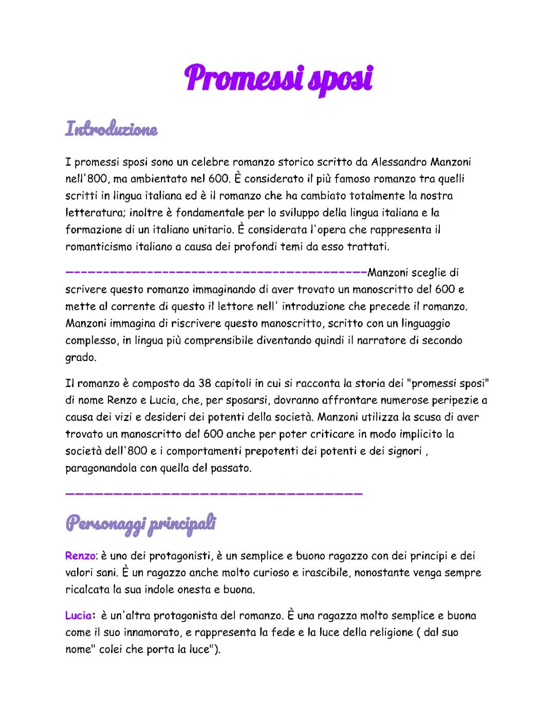 Introduzione ai Promessi sposi 