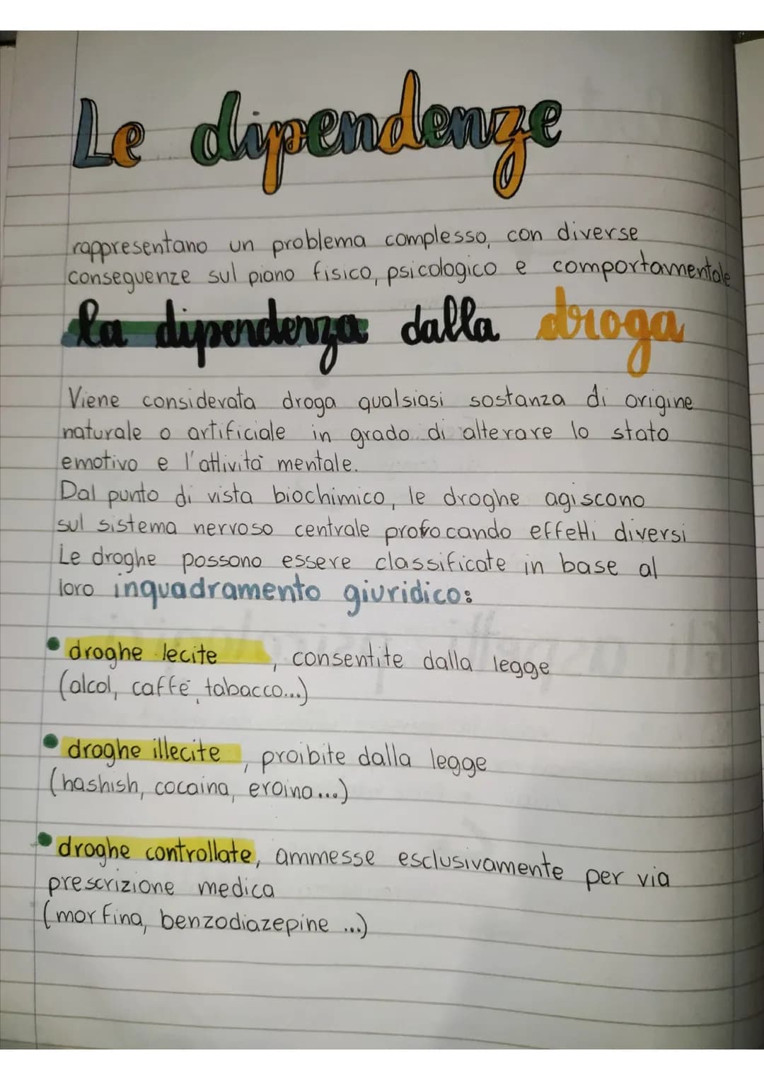 Le dipendenze
rappresentano un
un problema complesso, con diverse
conseguenze sul piano fisico, psicologico e comportamentale
la dipendenza 