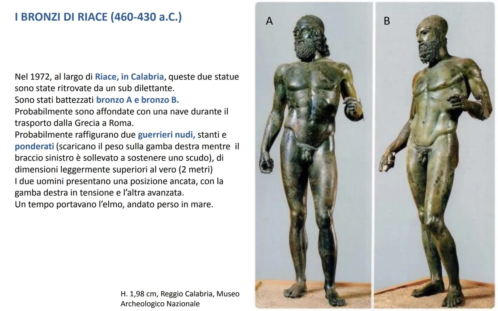LA SCULTURA CLASSICA
Stile severo STILE SEVERO (480-450 a. C.)
Chiamato così per l'espressione severa e malinconica delle statue di questo p