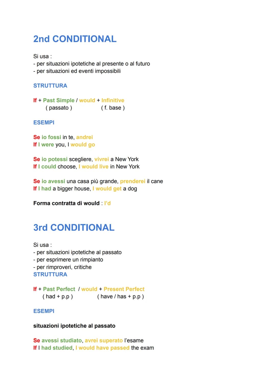 ZERO CONDITIONAL
Si usa :
- nella scienza
- per spiegare cose che sono sempre vere
STRUTTURA
If + Present Simple / Present Simple
(presente 