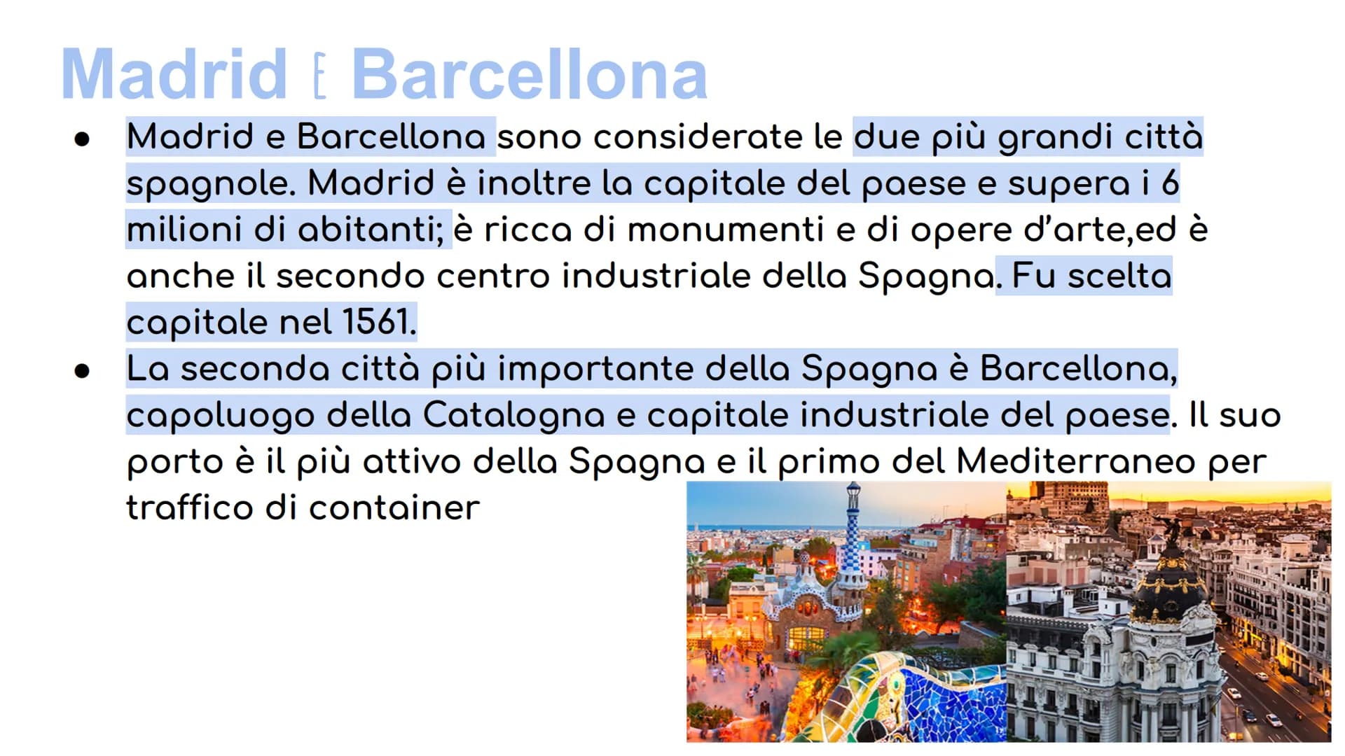 La Spagna
MA Il territorio
Tra i maggiori paesi d'Europa la Spagna occupa la maggior parte
della Penisola Iberica. La Spagna confina:
A nord