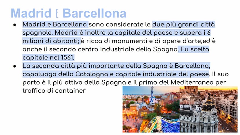 La Spagna
MA Il territorio
Tra i maggiori paesi d'Europa la Spagna occupa la maggior parte
della Penisola Iberica. La Spagna confina:
A nord