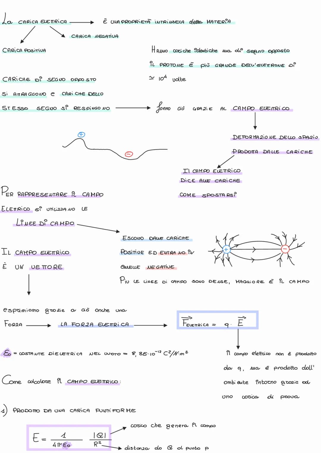 
<p>La carica elettrica è una proprietà intrinseca della materia, che può essere positiva o negativa. Le cariche dello stesso segno si respi