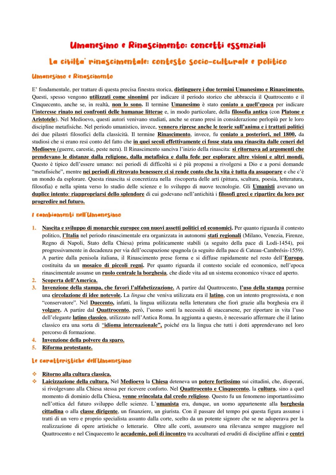 Umanesimo e Rinascimento: concetti essenziali
La civilta rinascimentale: contesto socio-culturale e politico
Umanesimo e Rinascimento
E' fon