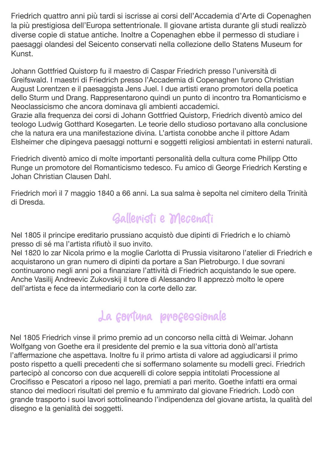 Casper David Friedrich
Caspar David Friedrich nacque a Greifswald, il 5 settembre 1774, una cittadina della
Pomerania svedese che si affacci