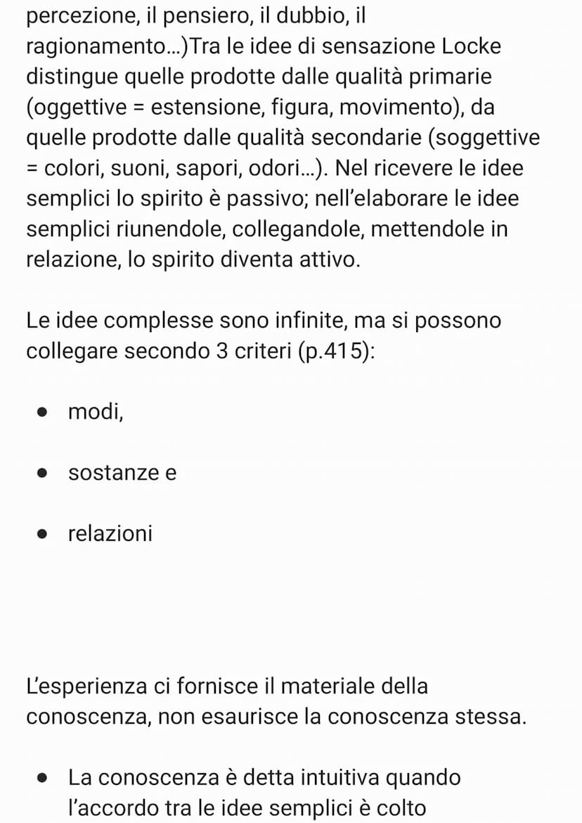 LOCKE
Egli è considerato il fondatore dell'Empirismo
inglese, una corrente filosofica fondata
sull'esperienza. Questa corrente filosofica si