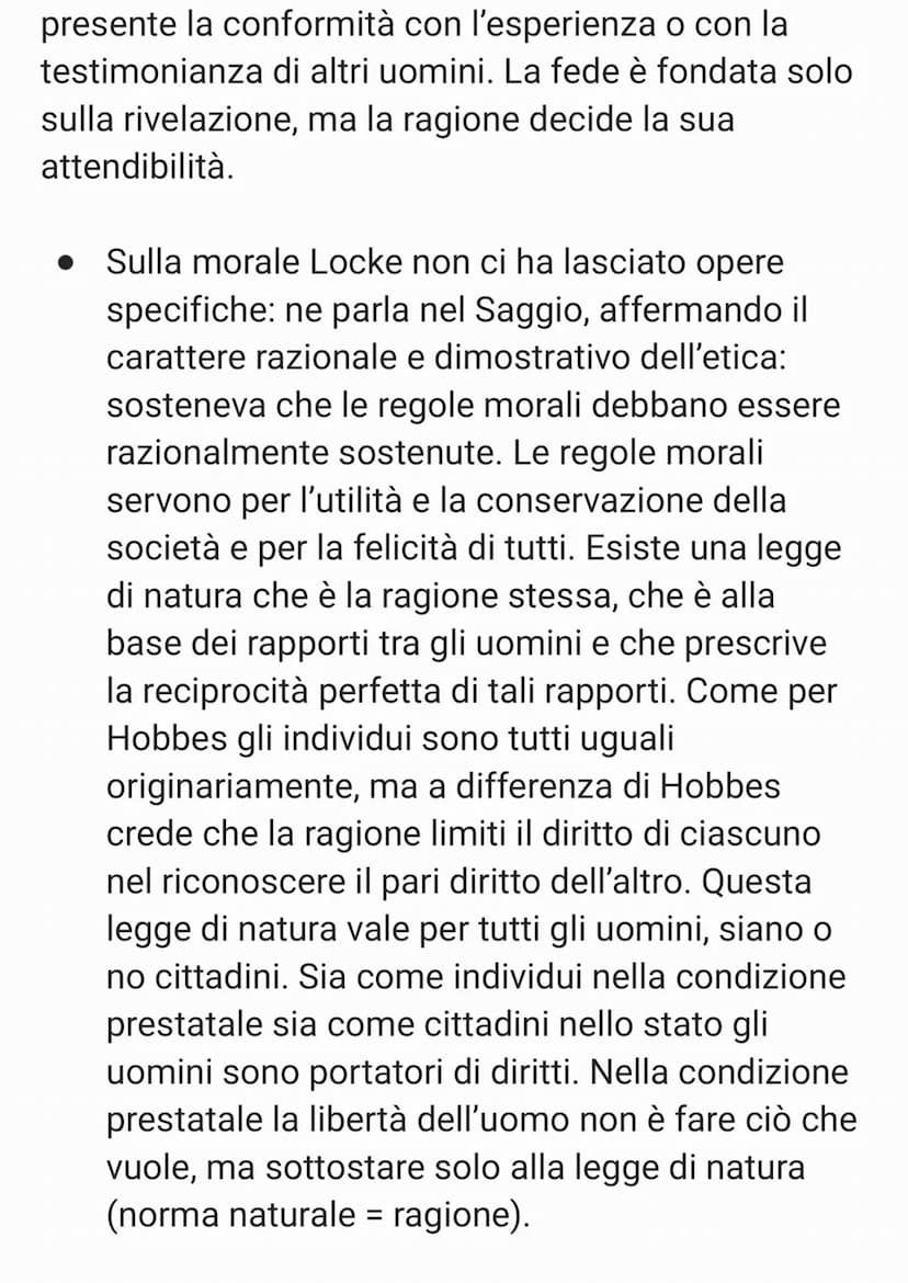 LOCKE
Egli è considerato il fondatore dell'Empirismo
inglese, una corrente filosofica fondata
sull'esperienza. Questa corrente filosofica si