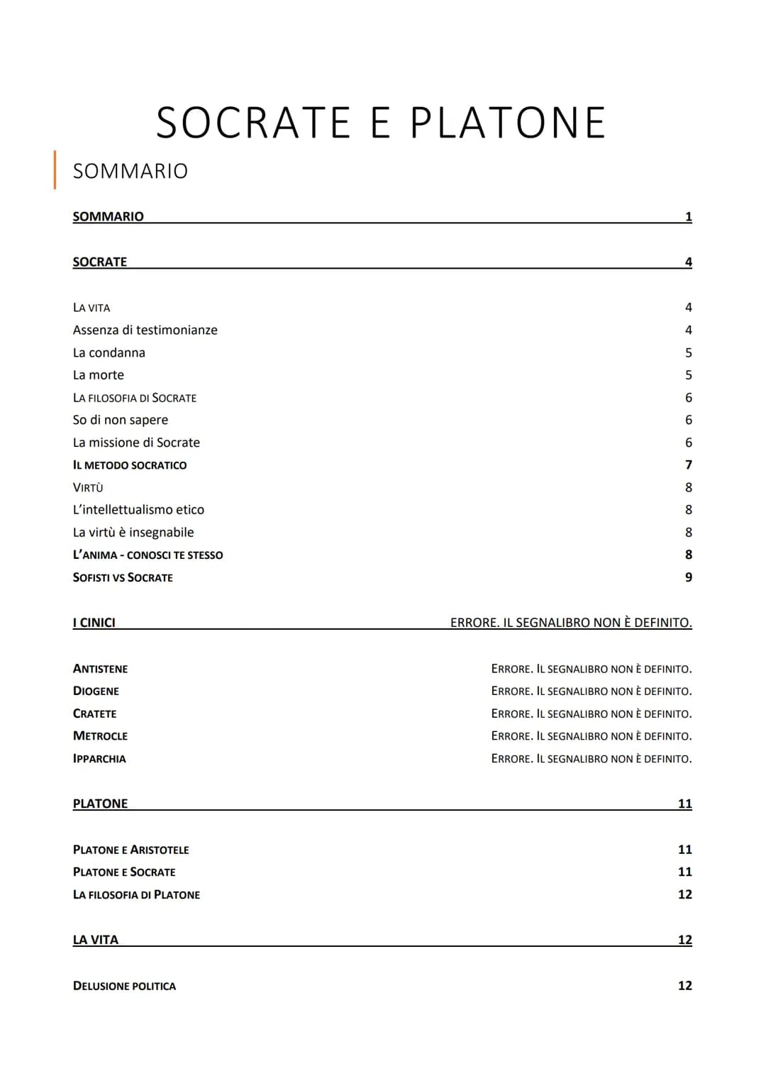 SOMMARIO
SOMMARIO
SOCRATE
LA VITA
Assenza di testimonianze
La condanna
La morte
LA FILOSOFIA DI SOCRATE
So di non sapere
La missione di Socr